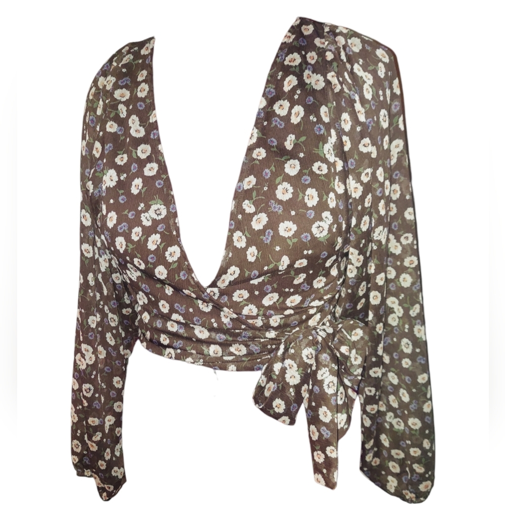 NWT Wrap shirt with puffy sleeve